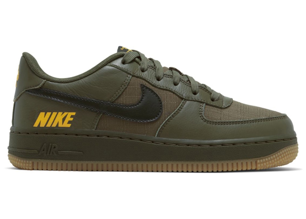 Pre-owned Nike Air Force 1 Low Lv8 Gore-tex Olive (gs) In Medium Olive/sequoia/university Gold