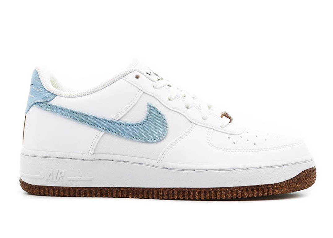 Pre-owned Nike Air Force 1 Low Lv8 Indigo Canvas Cork White (gs) In White/white-black-obsidian