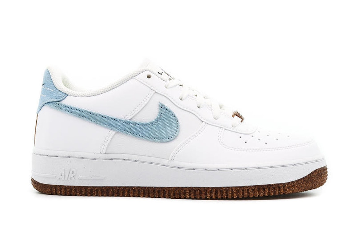 Pre-owned Nike Air Force 1 Low Lv8 Indigo Canvas Cork White (gs) In White/white-black-obsidian