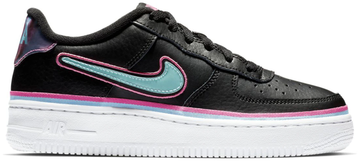 Nike Air Force 1 Custom Shoes Low South Beach Miami Vice Pink Teal Black  White