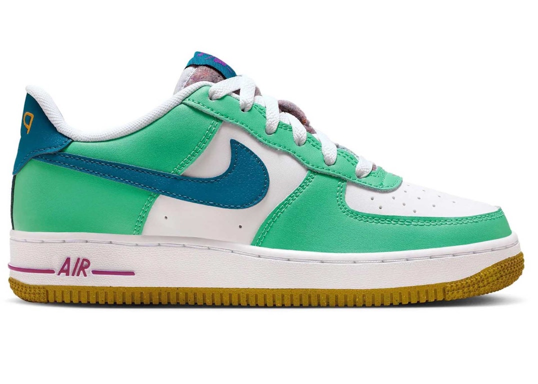 Pre-owned Nike Air Force 1 Low Lv8 Play (gs) In White/spring Green/hyper Violet