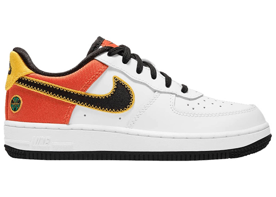 Pre-owned Nike Air Force 1 Low Lv8 Raygun (ps) In White/orange Flash/amarillo