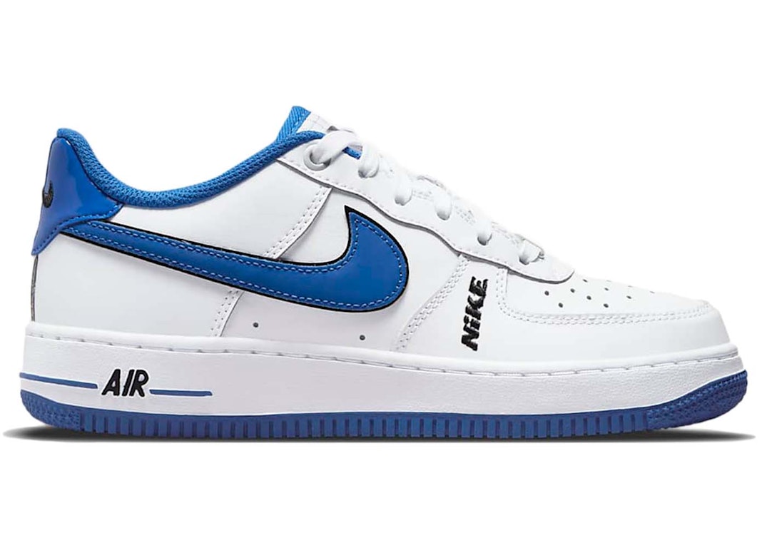 Pre-owned Nike Air Force 1 Low Lv8 White Game Royal (gs) In White/black/game Royal