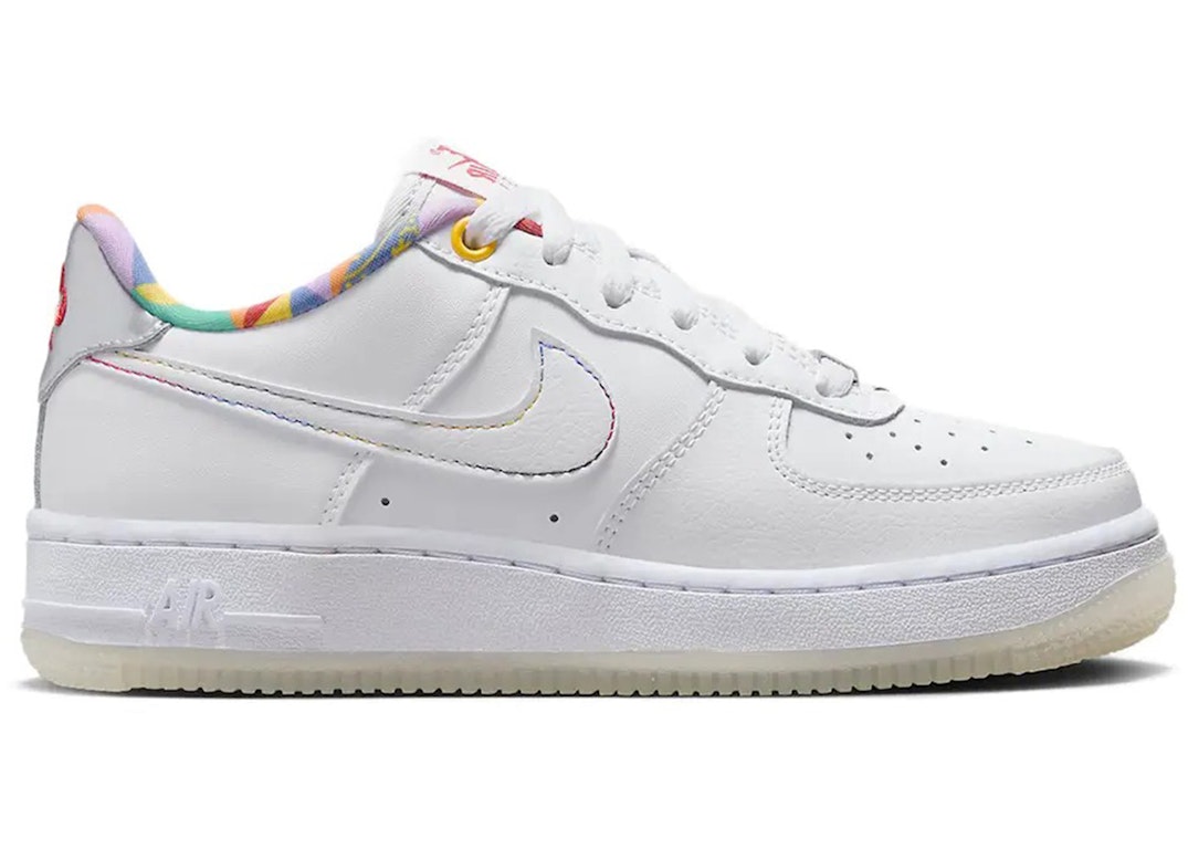 Pre-owned Nike Air Force 1 Low Lv8 White Playful Print (gs) In White/white/midnight Navy