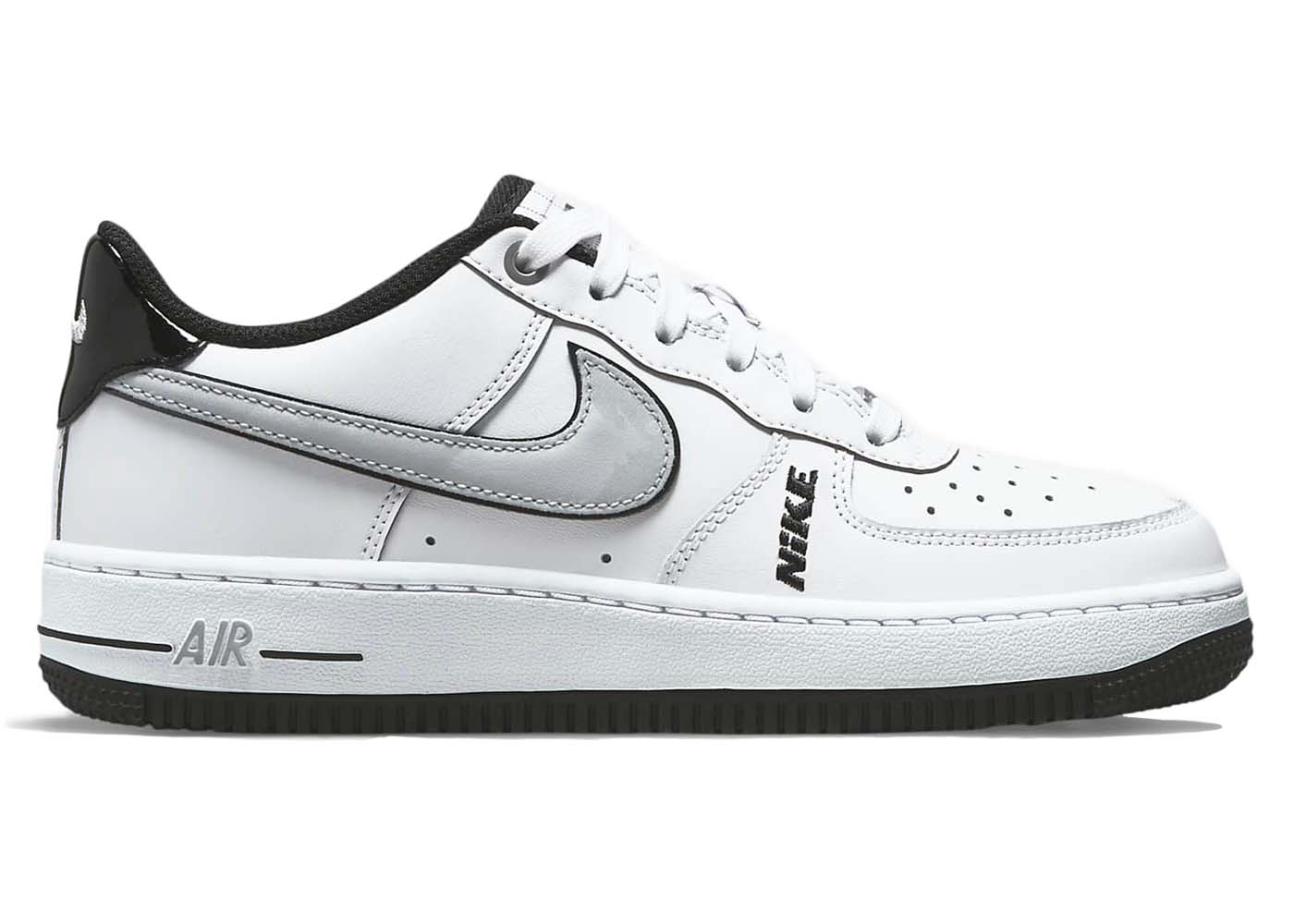 Nike Air Force 1 Low LV8 White Wolf Grey Black (GS) Kids' - DO3809