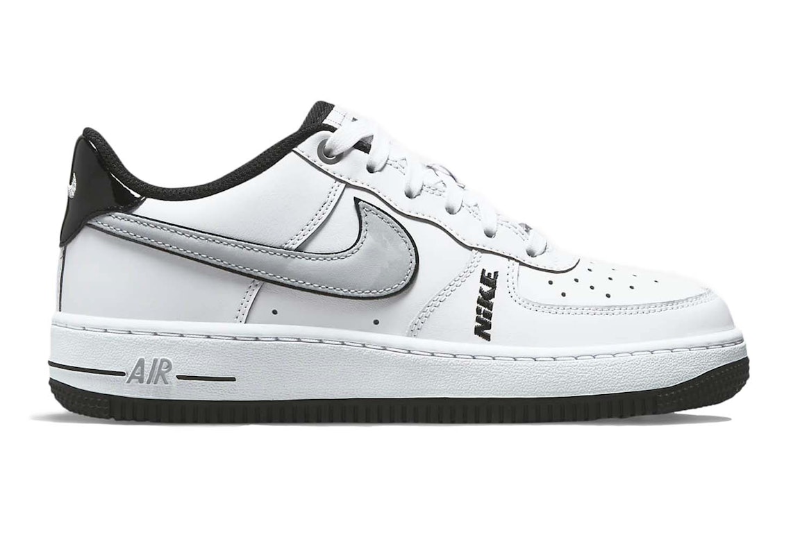 Pre-owned Nike Air Force 1 Low Lv8 White Wolf Grey Black (gs) In White/black/wolf Grey