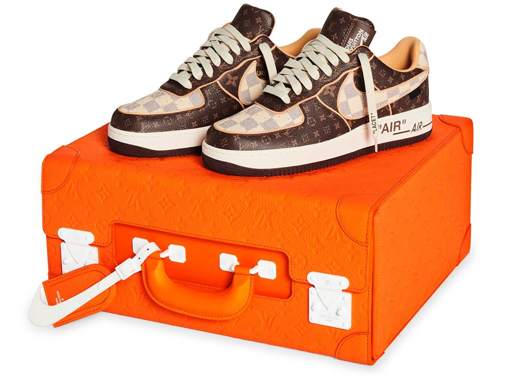 Pre-owned Nike Air Force 1 Low Louis Vuitton Monogram Brown Damier Azur In Monogram Brown/damier Azur