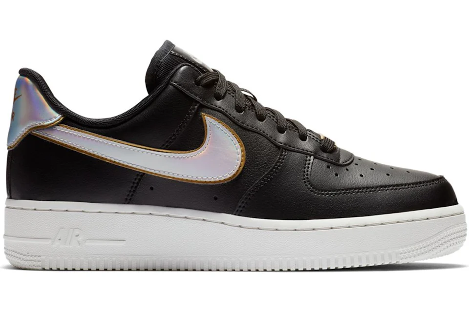 Air force 1 black gold swoosh best sale