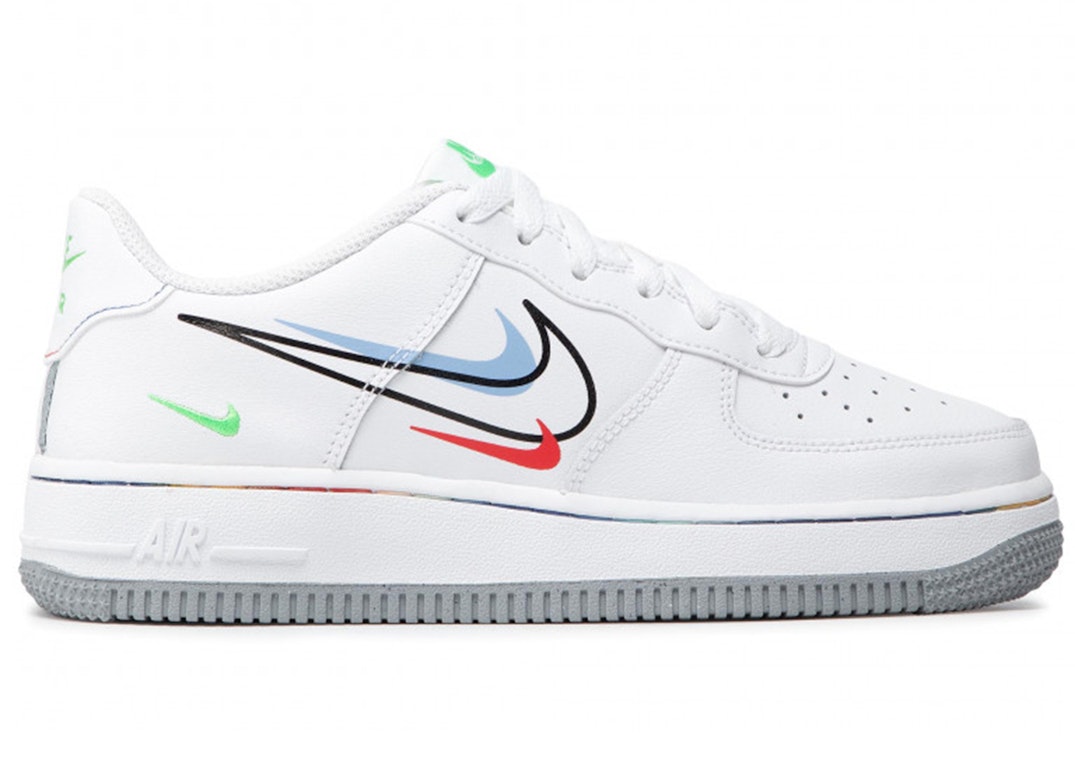 Pre-owned Nike Air Force 1 Low Multi Swoosh (gs) In White/light Green Spark-aluminum