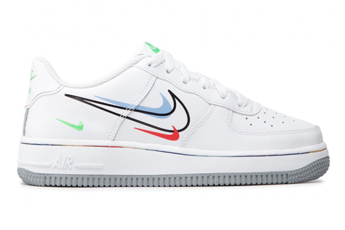 Pre-owned Nike Air Force 1 Low Multi Swoosh (gs) In White/light Green Spark-aluminum