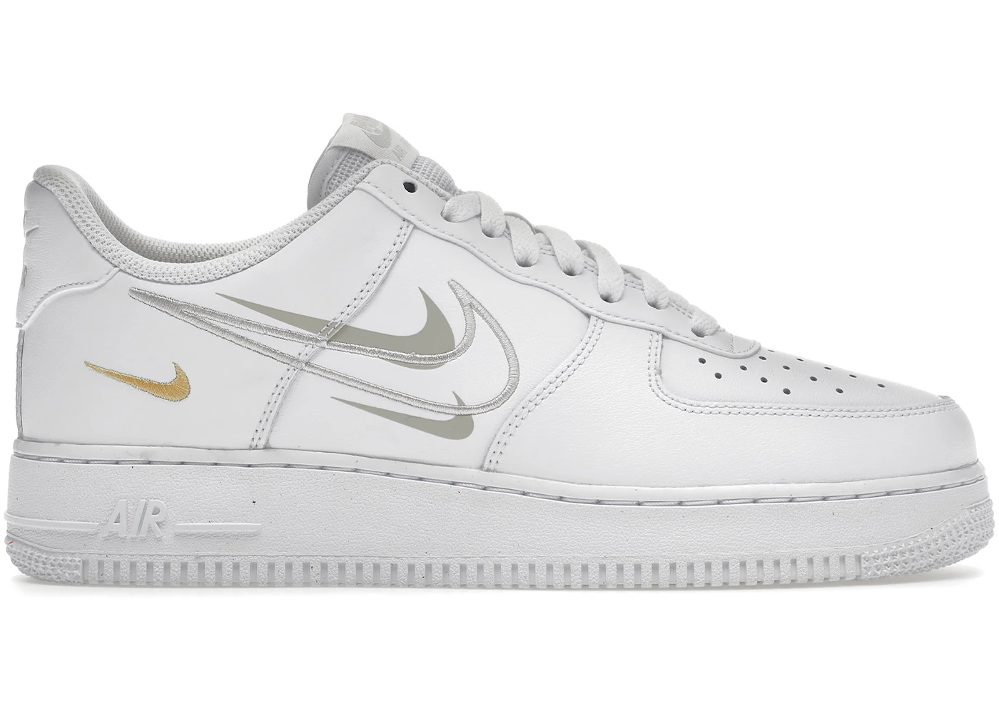 Multi Swoosh White Air Force Ones With Yellow Swoosh Nike Air
