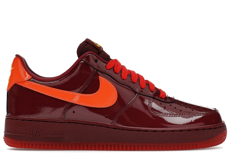 Nike Air Force 1 Low Patent Leather Dark Team Red Safety Orange
