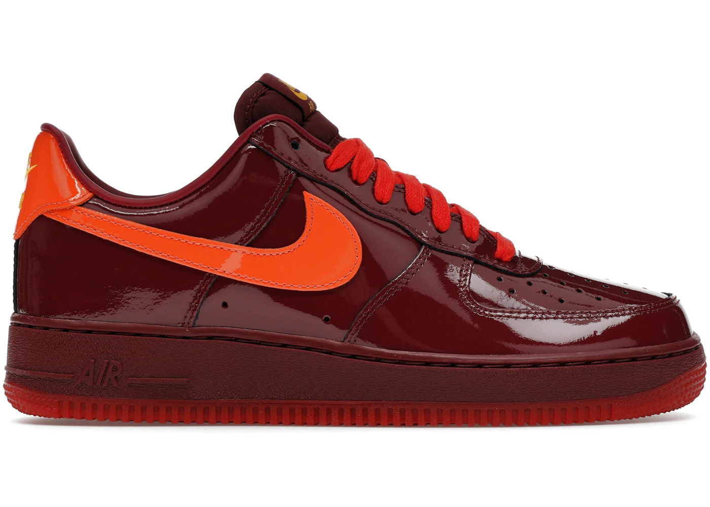 Nike Air Force 1 Low Patent Leather Dark Team Red Safety Orange