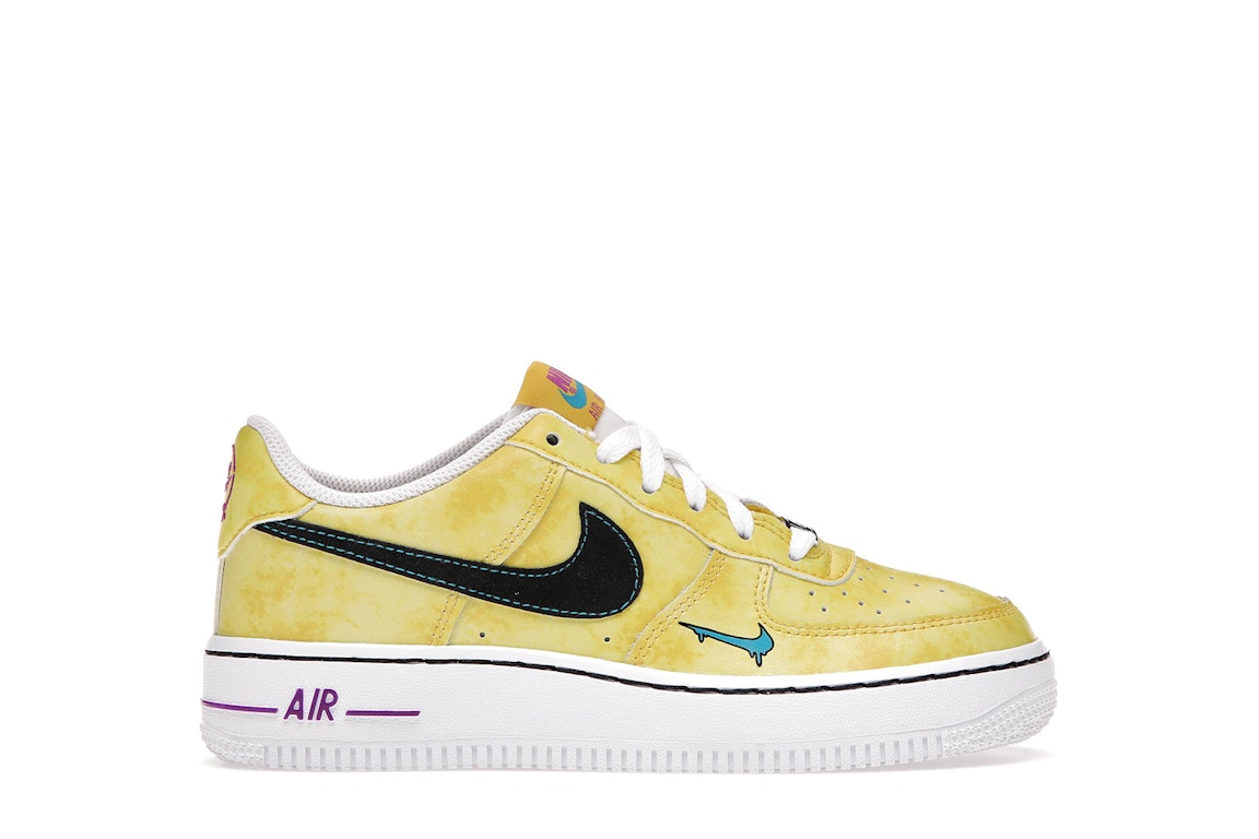 Pre-owned Nike Air Force 1 Low Peace, Love & Basketball (gs) In Speed Yellow/black-laser Blue-white