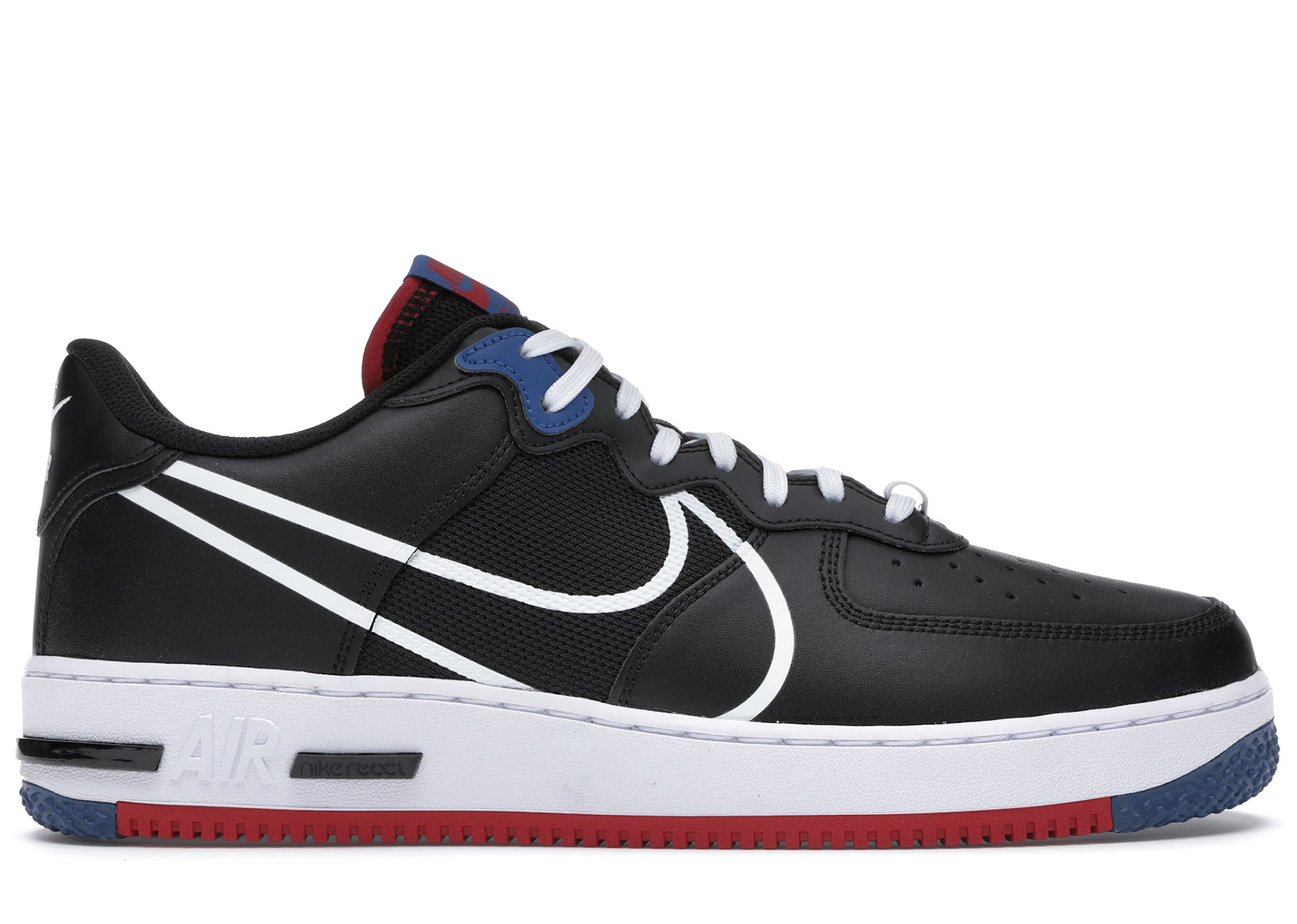 Nike Air Force 1 Low React Black White Gym Red Gym Blue - CT1020-001