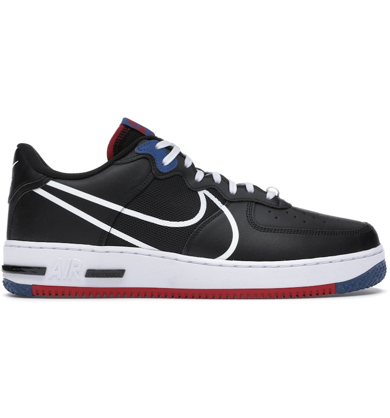 Nike Air Force Low React Black White Gym Red Gym Blue Men's