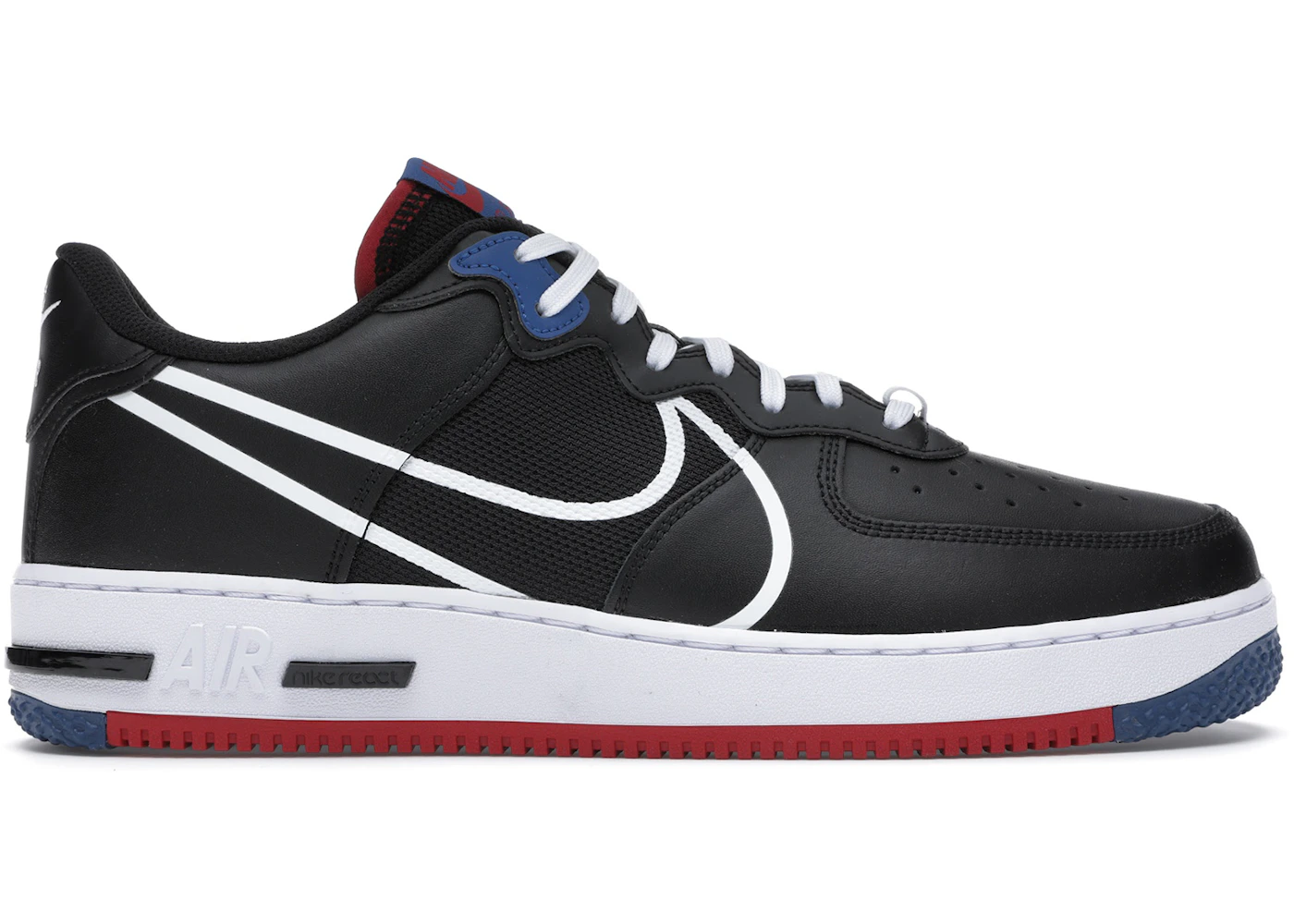 Nike Air Force Low React Black White Gym Red Gym Blue Men's