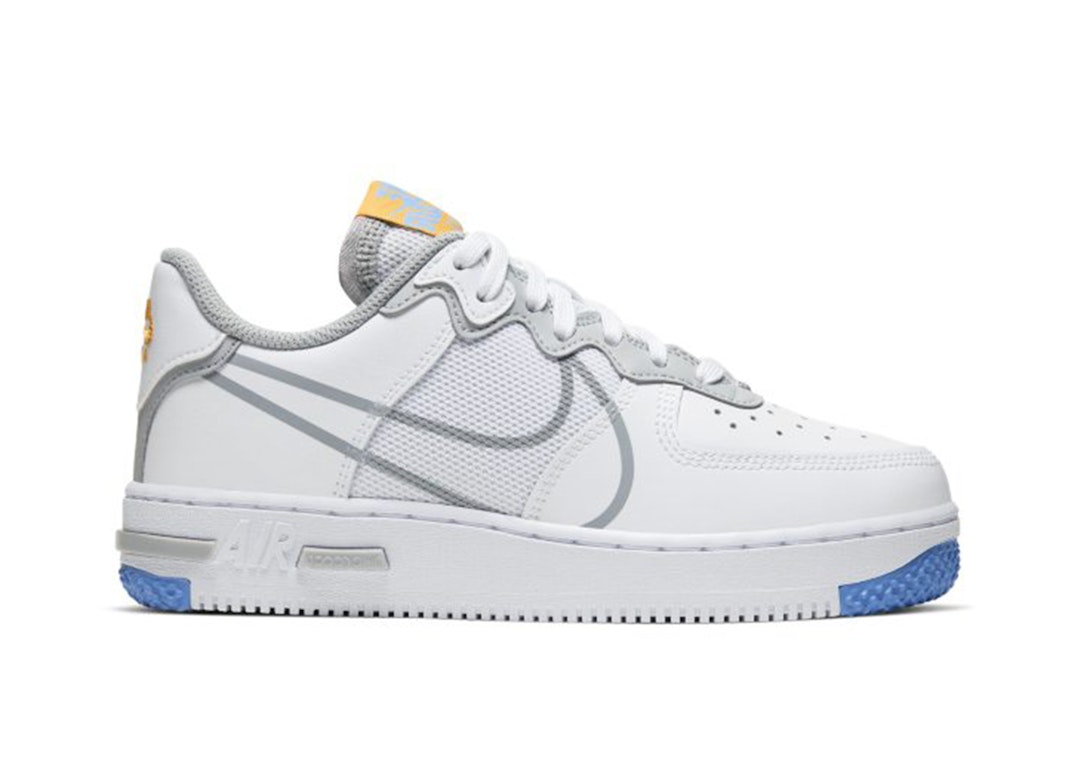 Pre-owned Nike Air Force 1 Low React Su White Light Smoke Grey (gs) In White/light Smoke Grey