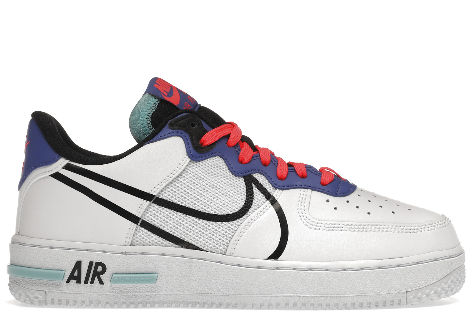 Nike Air Force 1 Low React White Astronomy Blue Laser Crimson