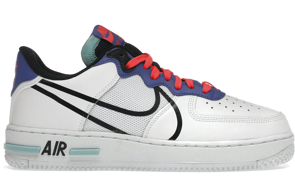 Nike Air Force 1 Low React White Astronomy Blue Laser Crimson