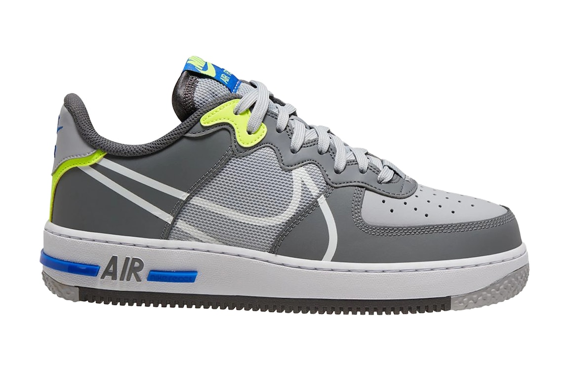 Pre-owned Nike Air Force 1 Low React Wolf Grey (gs) In Wolf Grey/white/neon Green