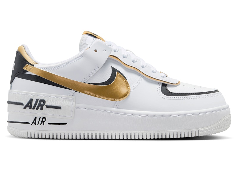 Nike Air Force 1 Low Shadow White Black Metallic Gold (Women's