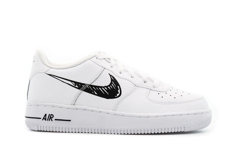 Nike Air Force 1 Low Sketch White Black (GS) ナイキ エアフォース1 ...