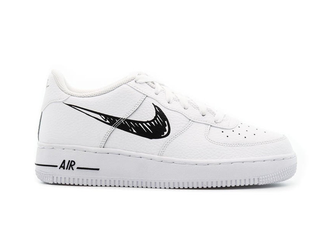 Pre-owned Nike Air Force 1 Low Sketch White Black (gs) In White/black-white