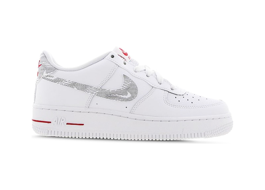 Pre-owned Nike Air Force 1 Low Topography Swoosh (gs) In White/white-red