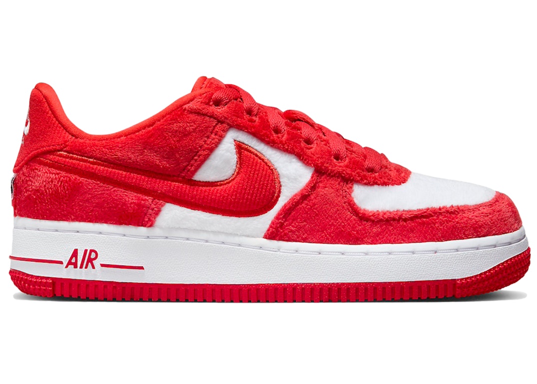Pre-owned Nike Air Force 1 Low Valentine's Day Fleece (2024) (gs) In Fire Red/light Crimson-white-pink Foam-team Red