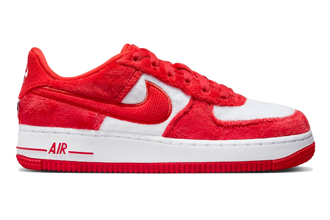 Pre-owned Nike Air Force 1 Low Valentine's Day Fleece (2024) (gs) In Fire Red/light Crimson-white-pink Foam-team Red