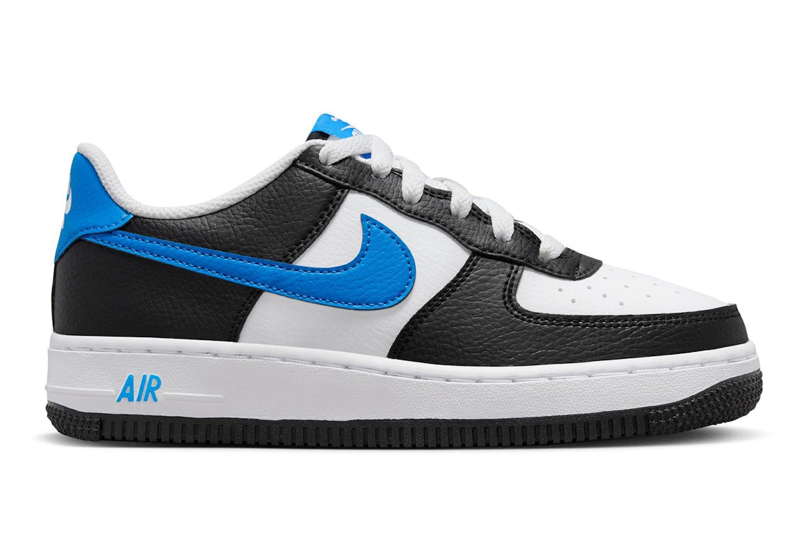 Pre-owned Nike Air Force 1 Low White Black Light Photo Blue (gs) In Black/light Photo Blue-white