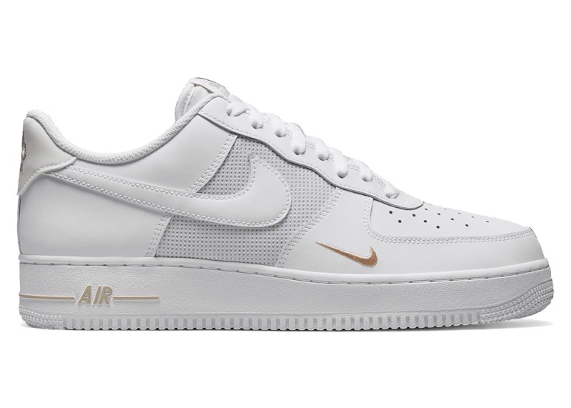 Nike Air Force Low White Desert Khaki Mini Swoosh Men's IO1283