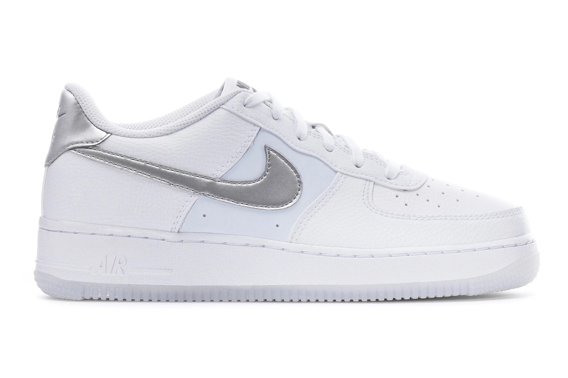 Pre-owned Nike Air Force 1 Low White Football Grey (gs) In White/pure Platinum/football Grey
