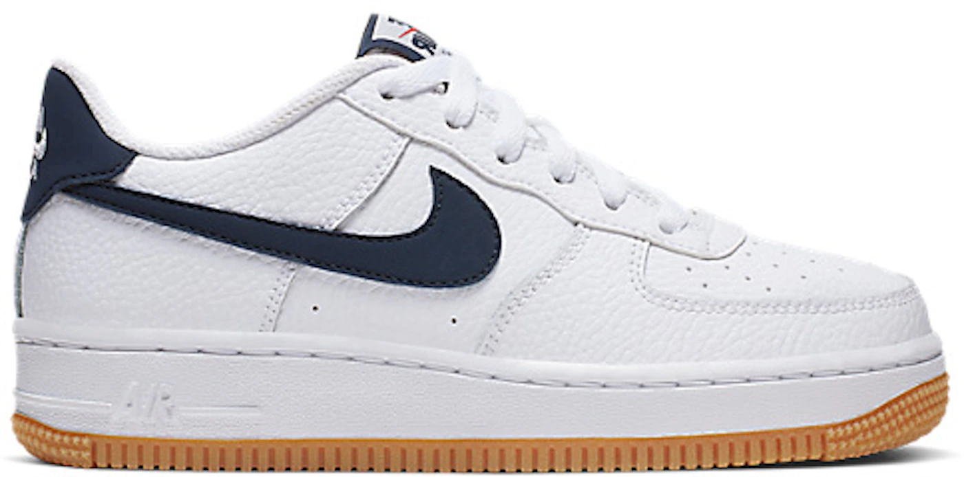 NIKE AIR FORCE 1 LV8 1 (GS) WHITE/OBSIDIAN-HABANERO RED [CW0984 100] Size  6.5