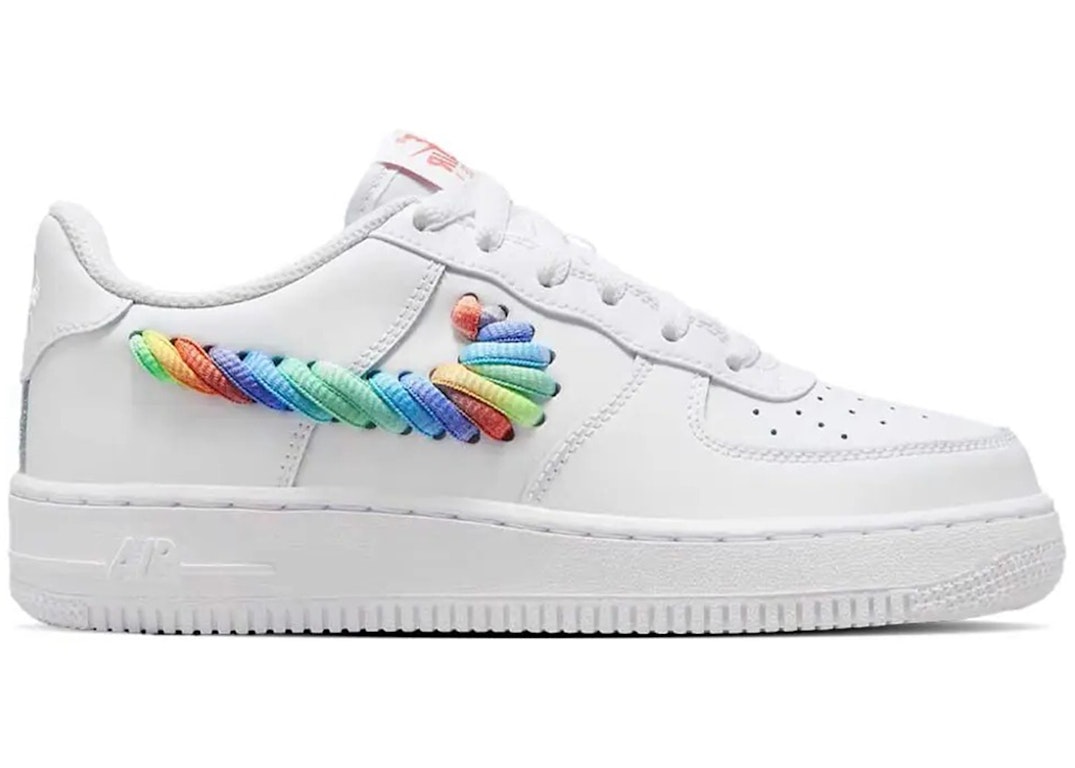 Pre-owned Nike Air Force 1 Low White Rainbow Lace Swoosh (gs) In White/multi-color/terra Blush