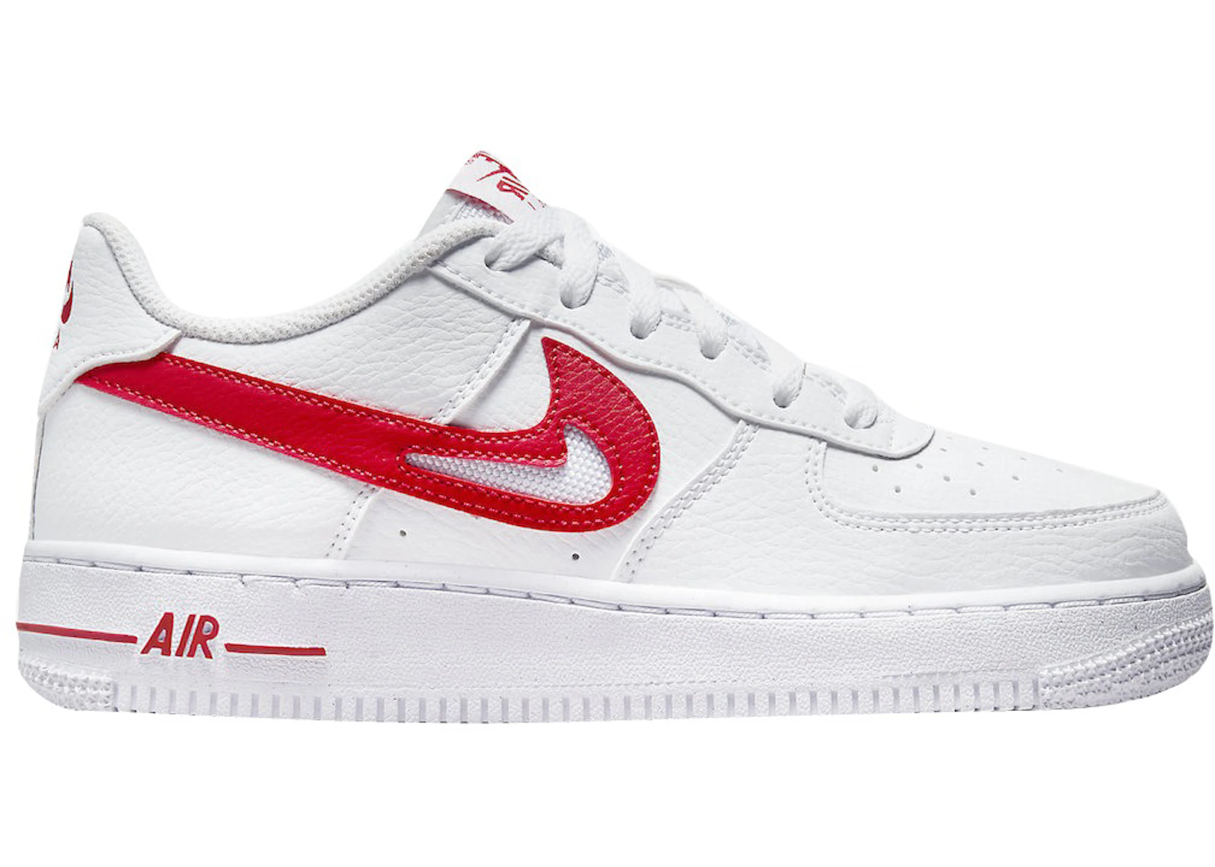 Nike Force 1 Low White Red Cut-Out Swoosh (GS) - DR7970-100 - US