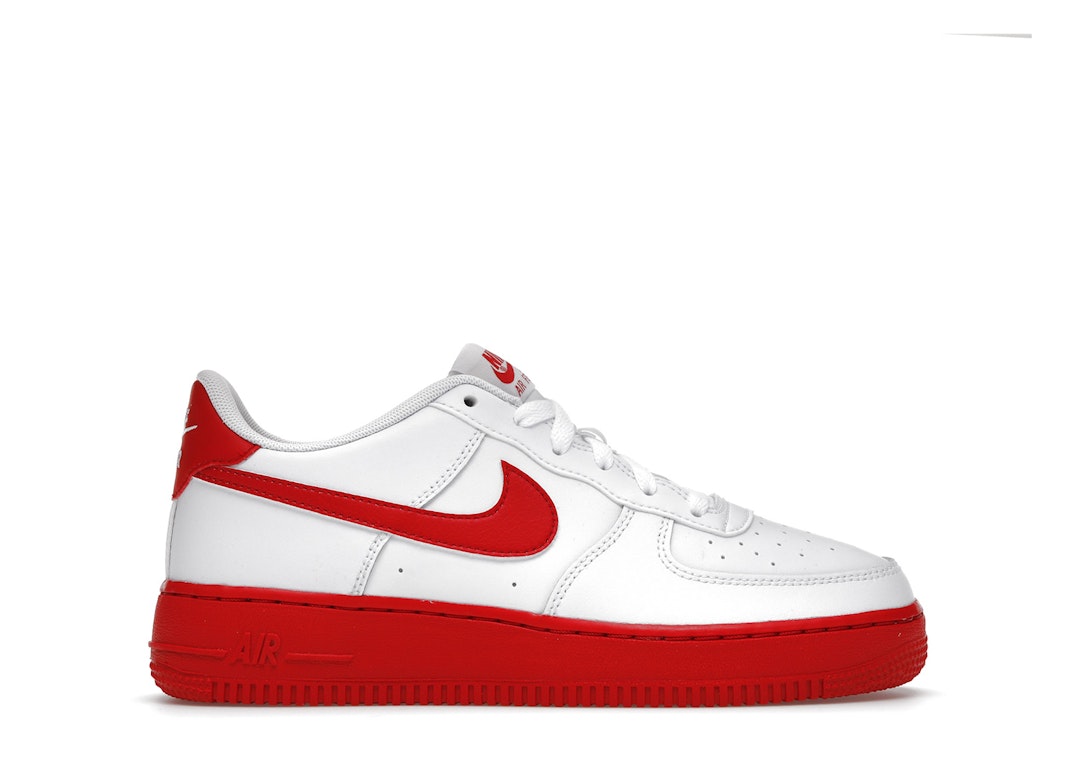 Pre-owned Nike Air Force 1 Low White Red Midsole (gs) In White/university Red-white