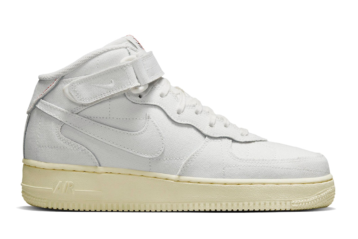 Pre-owned Nike Air Force 1 Mid '07 Summit White Canvas (women's) In Summit White/summit White-pearl White-black-summit White