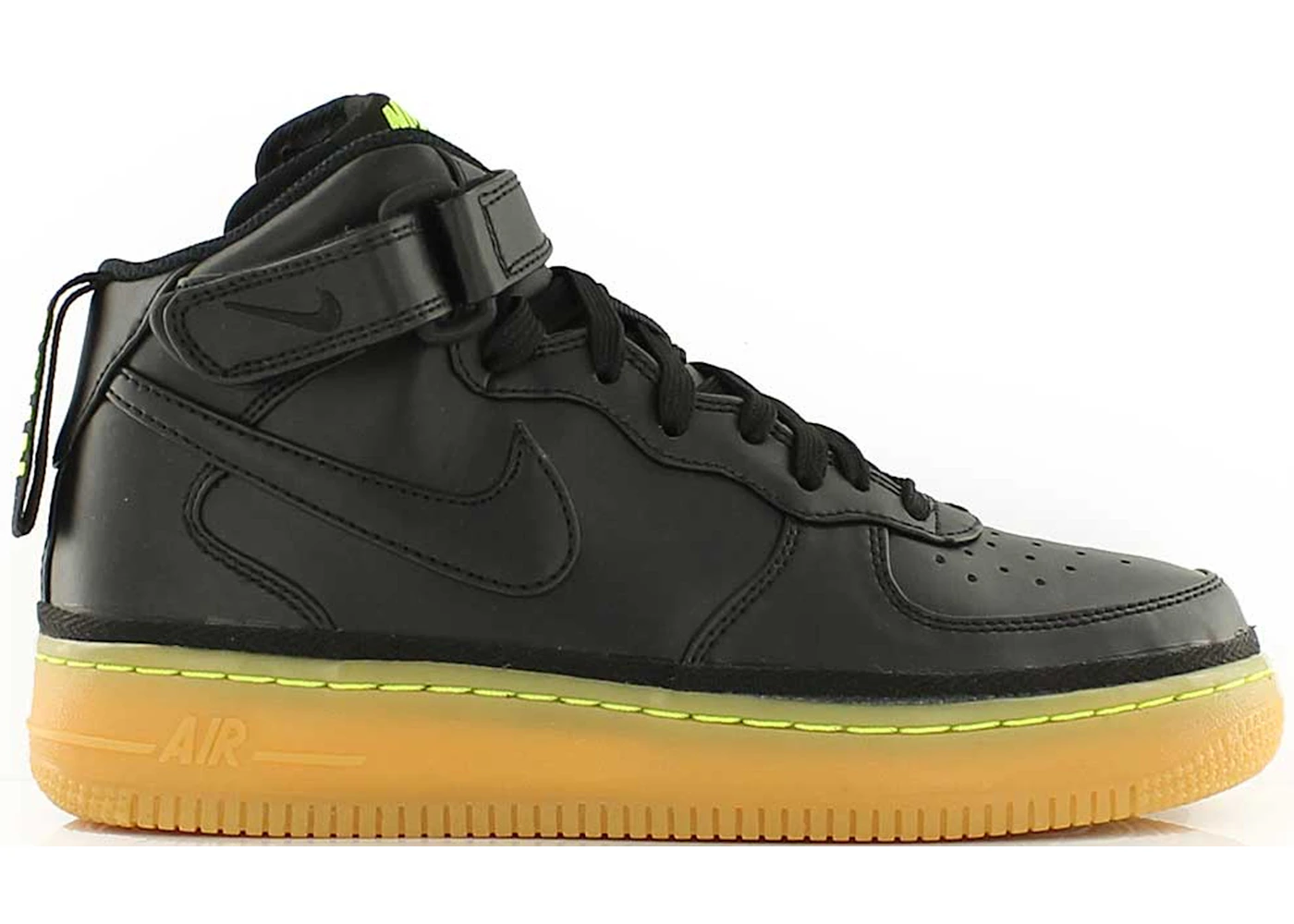 Nike Air Force 1 Mid Black Gum Volt GS Kids 820342 004 US