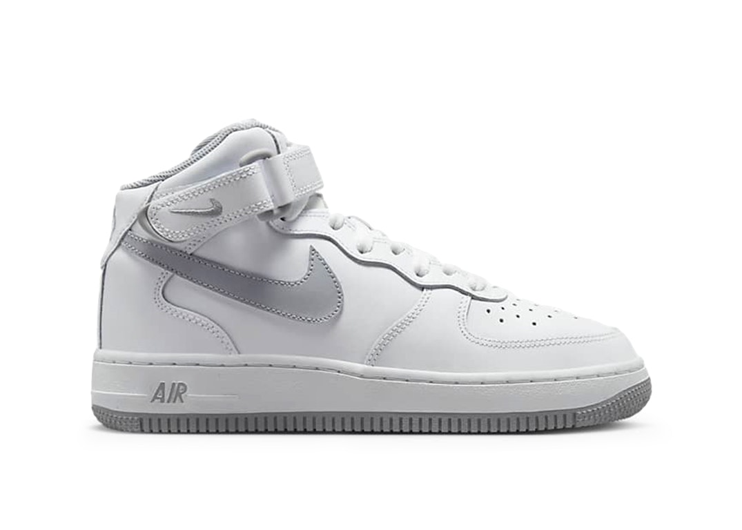 Pre-owned Nike Air Force 1 Mid Le White Wolf Grey (gs) In White/white/wolf Grey