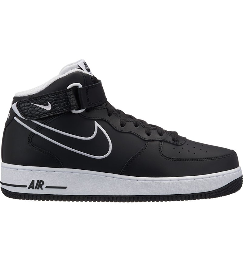 Nike air force 1 leather black white on sale