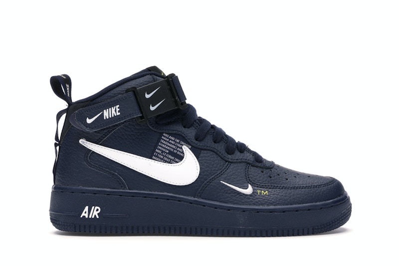 Pre-owned Nike Air Force 1 Mid Sneakers In Obsidian/tour Yellow/white