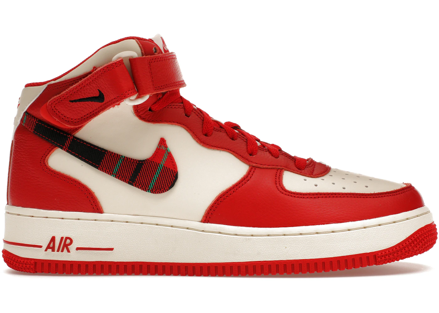Nike Air Force 1 Mid '07 LX Plaid Cream Red Men's - DV0792-101 - US