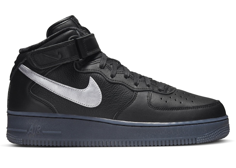 metallic silver and black air force ones