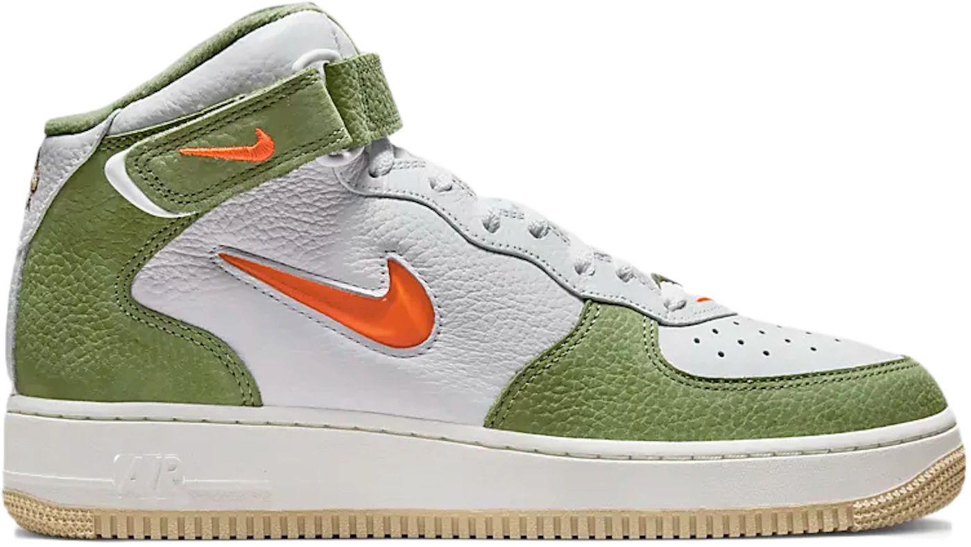 Nike Air Force 1 Mid QS 10 / White/Total Orange-Oil Green