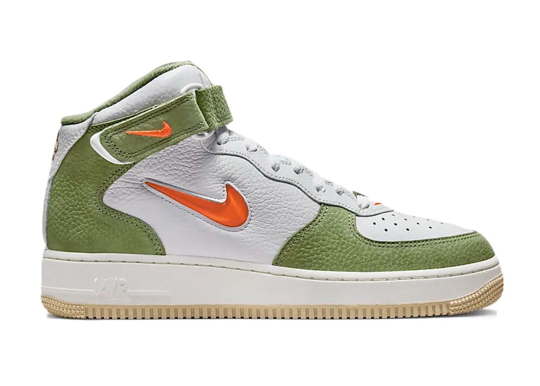 Pre-owned Nike Air Force 1 Mid Qs Jewel Oil Green In White/oil Green/sail