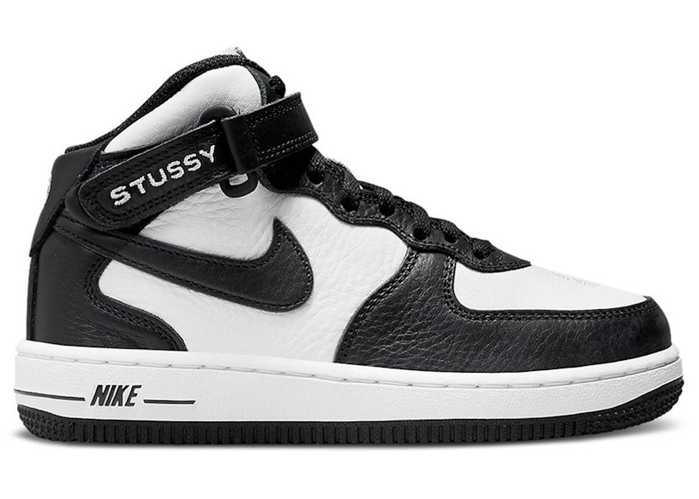 Nike Air Force 1 Mid Stussy Light Bone Black (PS) Kids' - DN4158