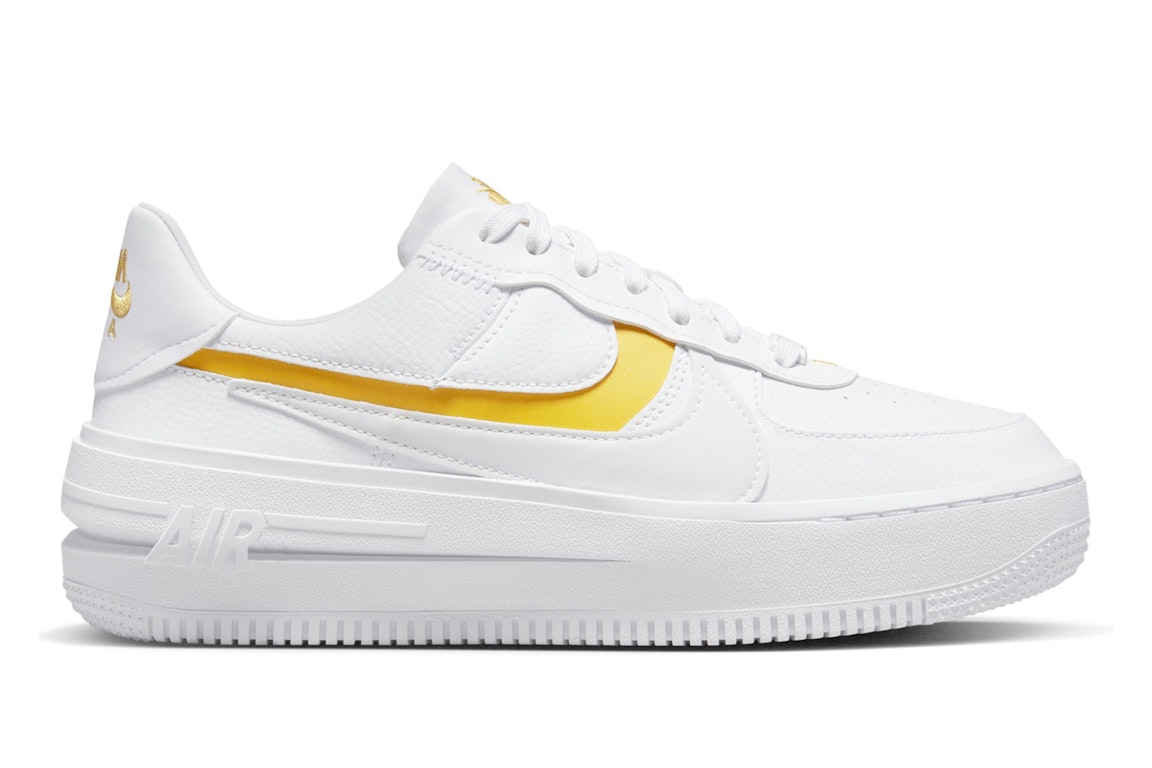 Pre-owned Nike Air Force 1 Plt.af.orm White Yellow Ochre (women's) In White/yellow Ochre-summit White