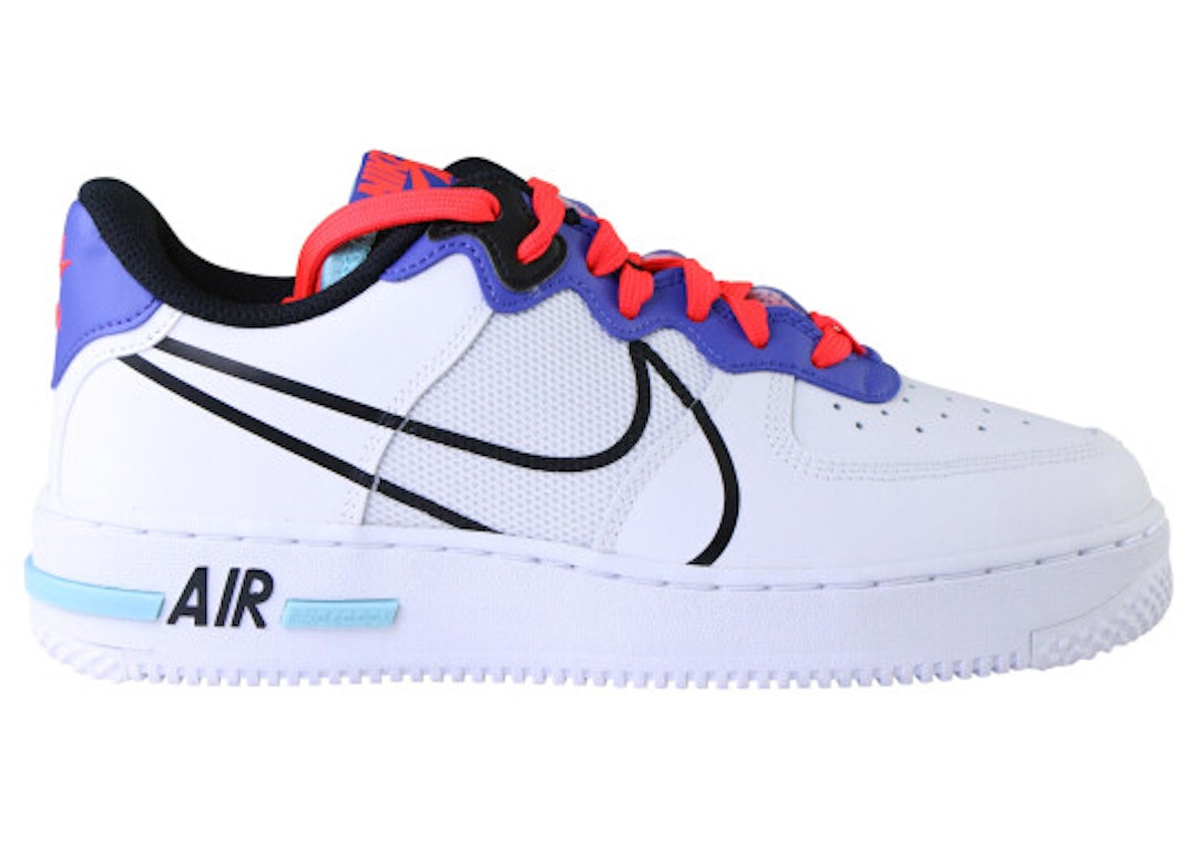 Pre-owned Nike Air Force 1 React White Astronomy Blue Laser Crimson (gs) In White/astronomy Blue/laser Crimson